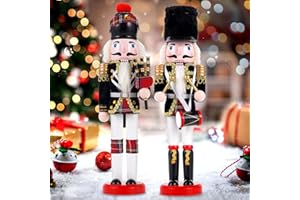 COMBIUBIU 2pcs MuñEco Cascanueces Navidad Hecho A Mano Tradicional De Pino, Cascanueces Navidad Mesa,AlféIzar De La Ventana De La Chimenea,Regalo De DecoracióN De Navidad para El Hogar (Negro)