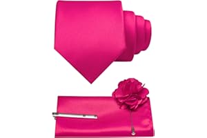 JEMYGINS 3.15" Solid Color Formal Tie and Pocket Square with Tie Clip Lapel Pin Set Mens Necktie for Business and Wedding 4PCS