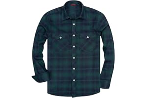siliteelon Flannel Shirt Checked Shirt for Men Plaid Shirt Cotton Lumberjack Regular Fit Men's Long Sleeve