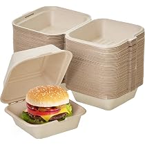 50 Bio Einweg-Menüboxen Aus Bagasse – 1200 Ml, Ungeteilt, Mikrowellengeeignet, Kompostierbar