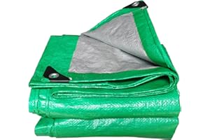 TUMESY Heavy Duty Tarp Tarpaulin Reinforced Eyelets Thick 3mx4m 9.8ftx13.1ft (3x4m,110g/m²) PE Tarpaulin Waterproof Green Silver tarp Sheet Premium Quality Cover Tarp for Outdoor Camping