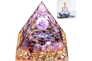 MeYuxg Kristall Pyramide Orgonit Pyramide - Amethyst Druse, Amethyst Chakra Kristalle Ornament, Spirituell Chakra Steine Heimtextilien, Reiki Heilkristallkugel Meditations Heilpyramide