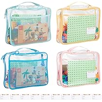 DIQMIAQ Bolsa De Malla Con Cremallera De Doble Capa Diseño De Asa 5 Bolsas De Clasificación De