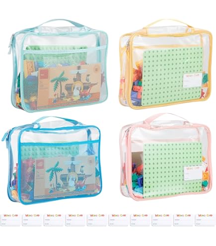 Gekleurde Mesh Rits Pouch Tassen, 5 stuks A4 & 5 stks A5 Dubbellaags Nylon Puzzel Bouwsteen Sets Speelgoed Opslag & Organisatie, Ademend Doorzichtig Pouch met Handvat Zak voor School Kantoor Games