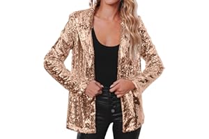 GENERIC Damen Pailletten Blazer mit Glitzer Langarm Bomberjacke Slim Fit Pailletten Jacke Elegant Kurz Sakko Einfarbig Blazermantel Party Outwear Cardigan
