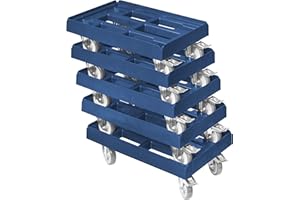 ‎LOGIPLAST 5 Stück Transportroller für Kisten 60 x 40 cm mit 2 Bremsen in blau
