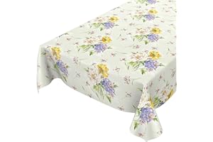 ‎ANRO Wachstuchtischdecke abwaschbar Garten Tischdecke Wachstuch Rund Oval Eckig Indoor Outdoor Blumen Muster 100x140cm