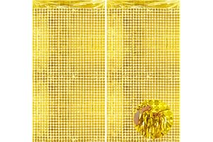 3 stycken glittergardiner guld 1 x 2 m glitter party gardin glittergardin