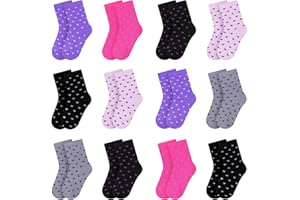 L&K-II Lot de 12 Chaussettes enfants filles en coton motif mignon coloré automne hiver 2808VA