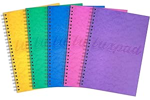 SILVINE Luxpad Notizbuch, 120 Seiten, A5, FSC, Spiralbindung, strapazierfähig, Farbe Sortiert (1er Pack)