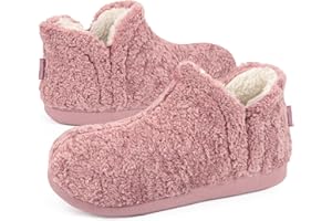 FamilyFairy Women's Memory Foam Boots Slippers Warm Shearling Bootie Soft Plush Fleece Comfy House Shoes Outdoor Indoor Rubber Sole