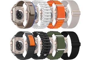 omee 8 Stück Kompatibel mit Apple Watch Ultra Armband 49mm 45mm 44mm 42mm, Alpine Loop/Trail Loop/Ocean-Armband, Nylon Stoff Weich Sport Loop für iWatch Ultra SE Series 8 7 6 5 4 3 2 1