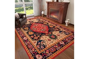 chakme Dornier Collection, tappeto boho lavabile, per camera da letto, soggiorno, antiscivolo, stile vintage, a pelo corto, rettangolare, facile da pulire, dimensioni: 183 x 274 cm