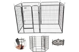 EASIPET Heavy Duty 6 Panel Dog/Pet Playpen Run Enclosure Whelping Pen Metal Cage (Large) 74386