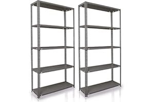 NAWA Home & Work | Juego de 2 Kits de Estanterías de Almacenaje 100% metálicas de Tornillos | 2X Medida 180 x 90 x 30 cm | Almacenamiento con 10 estantes Ajustables | Color Gris