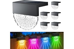 RECHOO Solar Lights Outdoor Garden, 6 Pack Solar Fence Lights with Warm/Color Light, 3 Modes Solar Deck Lights, IP65 Waterproof Solar Wall Lights with 3 LED, Solar Lights for Fence,Pathway,Patio,Stair