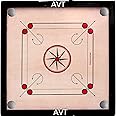 AVT Full Size 32 inch Carrom Board and Wood Coins Striker Powder Brown Color