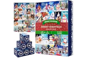 Axinyijia Calendrier de l'avent Puzzle 2025, Puzzle de Noël 1000 Pièces pour Enfant Adult, Calendriers de l'avent Puzzles du Compte à Rebours Cadeau de Noël (PT4)