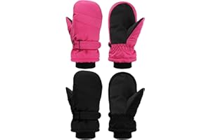 Boyiee 2 Paar Kinder Skihandschuhe Wasserdichte Winter Schneehandschuhe für Kinder Snowboard Handschuhe Winddichte Warme Skifahren Handschuhe für Jungen Mädchen