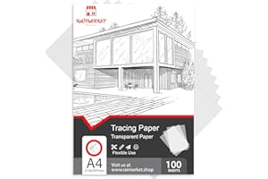 Raimarket Premium Tracing Paper A4 Pack – 100 Sheets, 9x12 Inches – Ideal for Drawing, Sewing & Architectural Drafting – 60gsm Transparent Trace Papers