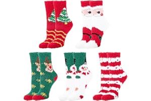Cloudgree Cozy Soft Fluffy Slipper Socks for Men and Women, 5 Pairs Fuzzy Bed Sock Plush Slipper Winter Sleeping Warm Socks