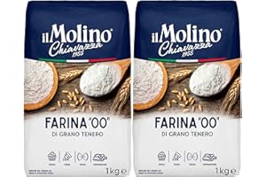 il Molino Chiavazza Type 00 Soft Wheat Flour 1kg - Pack of 2 - Multipurpose Flour | Ideal for Cakes, Breads, Pizza & Fresh Pasta
