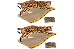 LEVEL25 Rascador para Gatos Carton Corrugado Incluye Hierba Gatera Catnip Alfombrilla Rascador de Cartón Reciclable (2 Pack)
