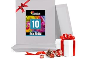 Zenacolor Toiles à Peindre 24x30cm - 10 Canvas Coton sans Acide - Tout Type de Peinture sur Toiles