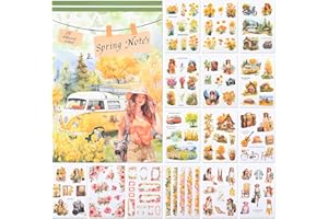 NOTIONSLAND 20 Blatt Scrapbook Stickers Book, 100+ Journaling Aufkleber für Scrapbooking Supplies, PET Ästhetische Vintage Aufkleber für Scrapbooking