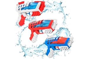 TZPAUG 3 Pcs Pistolet à Eau pour Enfants, Pistolet à Eau 300ML avec Une Portée de 6-8M Longue Distance, Pistolet À Eau Puissants pour Garçons et Filles Cadeau pour Les Plein Air, Piscine, Plage