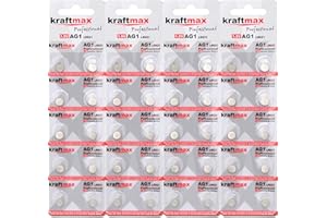 kraftmax Zestaw 40 ogniw guzikowych typu 364 (AG1 / LR621 / LR60) wysokowydajna bateria / bateria do zegarka 1,5 V do profesjonalnych zastosowań - najnowsza generacja