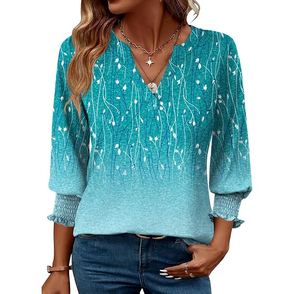 Blouse manches 3/4 col smocké bleu foncé femme | Bréal