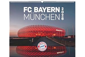 N Neumann - FC Bayern München 2026 – Wandkalender 60x50 cm mit 12 Monatsblättern, deutschem Kalendarium & Spiralbindung, offizieller Fußball-Fankalender mit Stadion- & Team-Fotografien