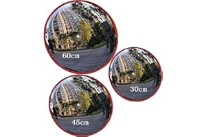 ANSIMIDA Convex Traffic Curved Safety Mirror Wide Angle 130° for Driveways, Warehouses, Garages and Offices, Orange (Diameter 30cm/45cm/60cm, with Wall Bracket)