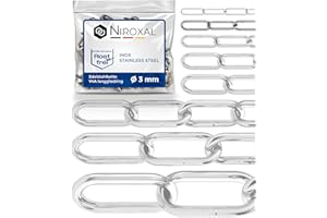 150-cm = 1,5-metri 3-mm di spessore catena in acciaio inox V4A a maglia lungo da NietFullThings in un unico pezzo catena di ancoraggio DIN 5685 DIN 763 1,5-m