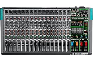 Depusheng PA16 Console de mixage audio professionnelle Console d'harmonie Interface système 16 canaux USB Bluetooth MP3 Entrée d'ordinateur Alimentation fantôme 48 V Effet de réverbération 99 intégré