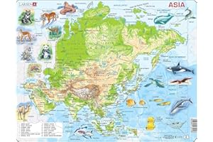 Larsen A30 Mapa físico de Asia, edición en Español, Puzzle de Marco con 63 Piezas