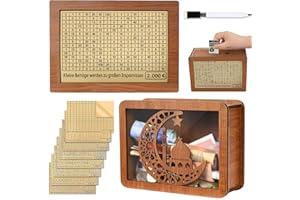 BYTLXM Salvadanaio in Legno, Salvadanaio con Contatore, Salvadanaio Riutilizzabile, Salvadanaio con Obiettivi, Salvadanaio Obiettivo Risparmio per Aiutare i Bambini a Costruire L'abitudine al Risparmi