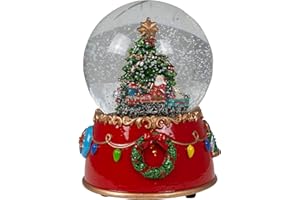 Christmas Paradise Weihnachts-Deko Schneekugel mit Mechanischer Spieluhr Dekoration 15cm Bunt Design mit Weihnachtsbaum