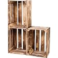 Scatola Di Legno Vintage Fiammata - Cassetta Da Frutta In Stile Antico, 50x40x30 Cm, Per Arredamento Creativo