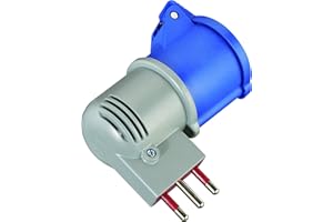 Electraline 80958 Adattatore Spina Italiana Grande 16A Presa Industriale IEC con Coperchio Adatto per Camper, Campeggio, Caravan, Barca, Cantiere, Grigio