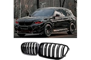 Hengjiayao G01 riñón negro parrilla del radiador para BMW X3 G01 2018-2021 X4 G02 2019-2021 parrilla negra deportiva brillo doble puente riñones (para G01 2019-2021) (For G01 2019-2021)