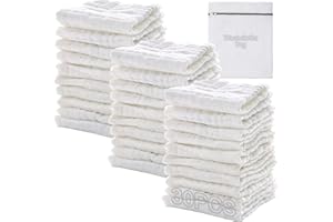 Gasas Para Bebes, Muselinas,Toalla, Baño, Bebe, Algodon, Toallas, De Cara, Muselina, Bebe, Recien Nacido, 25x25 cm, Koo-dib, Toallitas Reutilizables Bebed, Pack de 30 (Incluye Bolsa De Lavandería)