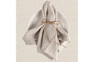 YUSHENGTAI Servilletas de Tela, 6 servilletas de Lino Beige 40 x 40 cm, Servilletas de Tela para decoración de Mesa, Bodas, cumpleaños, Celebraciones, cenas, cafeterías, restaurantes