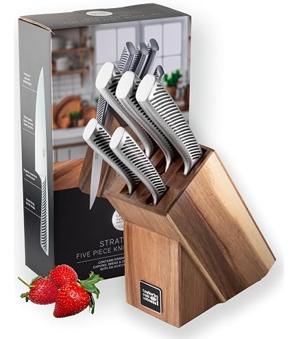Blocco Coltelli Sabatier 15 Pezzi In Legno Di Acacia – Set Professionale Acciaio INOX Con Affilatoio E Forbici - 2