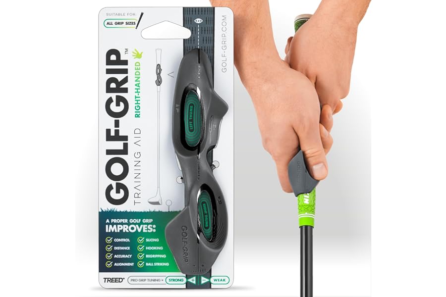 GOLF-GRIP™ Golf Grip Trainer for Left & Right-Handed Golfers – Snap-On Rubber Golf Training Aid for Proper Hand Position & Swing Technique – Hit Straighter, Longer Shots & Fix Slices or Hooks