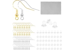 ALEXCRAFT Monachelle per Orecchini Kit Ganci Per Orecchini Fai da Te 60 Pezzi Ganci Per Orecchini Argento 925 / Placcato Oro Anallergici Set Orecchini Diy Ganci Orecchini Argento 925