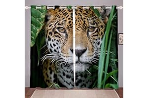 Loussiesd Leopard Window Curtains for Bedroom Living Room Cheetah Print Windows Drapes Wild Animal Theme Curtains Wildlife Pattern Room Decoration,W46*L54