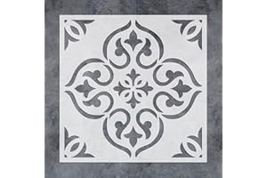 G GSS DESIGNS GSS Designs Reusable Moroccan Tile Stencil - 12x12Inch Large Wall & Floor Stencils for Painting Concrete, Patio & More