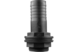 EOTRADER Garden Water Tank Overflow Vent, Water Butt Barbed Linking Pipe Connector with Nut & Washer, Fits 1.25” BSP Thread & Hose, Rain Capture Tank IBC Water Extraction Duct (1.25" BSP - 1.25" Barb)